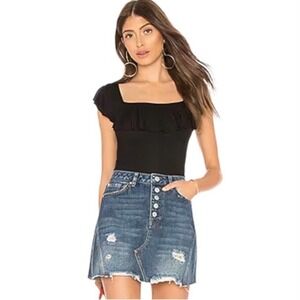 Free People Distressed Denim A-Line Mini Skirt Size 25